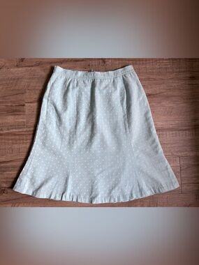 Vintage Vanity Fair Light aqua Blue Polka Dot A-Line midi length Skirt summer